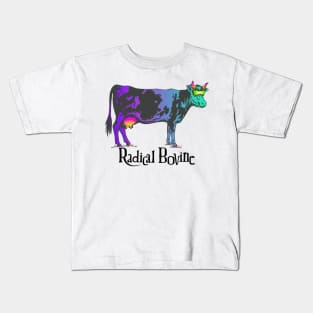 Colorful Rainbow Cow Weird Bovine Strange Trip Kids T-Shirt